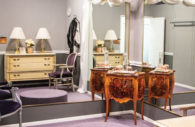Another stylist&rsquo;s dressing room, decorated to her taste.