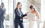 Bridal Stylist, Kylie, assisting a bride after she said yes to the dress.