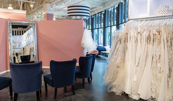 Spacious, private and comfortable dressing rooms are located throughout the bridal shop.