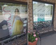 Knowing that many prom girls purchase based on brand names, An Affair to Remember in Fayetteville, N.C. highlights some of its most popular designers in display windows to capture attention.