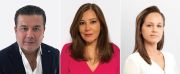 New to Allure Bridals  executive team:
Marco Montenegro, Chief Growth Officer; Maria Montenegro, Senior Sales Executive; and Raquel Cadourcy, Chief Marketing Officer.