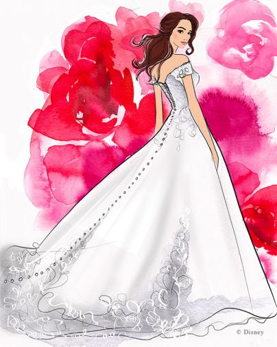 Belle is one of the nine Disney princesses showcased in Allure Bridals new Disney Collection