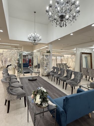 Expanded fitting areas accommodate brides and their guests.