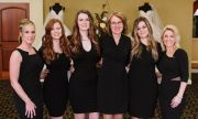 Brides N’ Belles staff (L to R): Becky Herman (consultant), Melissa Kozlowski (manager),
Lindsay Rockweiler (consultant), Brenda Kozlowski (owner), Brooke Dorn (consultant),
Amanda Blum (tuxedo manager).