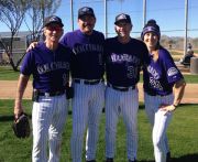 Me (right) pictured with my dad (next to me) and other team members at Rockies Fantasy Camp in Arizona. In case you’re wondering, I’m already training for next year!