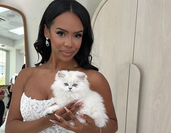 Brides of Florida model Chelsea with British longhair Coco.