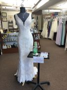 Country Bridals & Formal Wear in Jaffrey, N.H., created a “sanitation station” right inside its door with hand sanitizer and a note reminding guests to wear a mask, sanitize their hands and practice social distancing. (Courtesy of Country Bridals & Formal Wear)