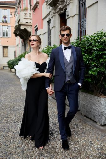 Style DR425, a sculptured black jumpsuit from the Destination Romance 2026 Collection.