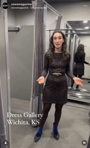 Forsberg gives a tour of the bridesmaids fitting rooms at Dress Gallery in Wichita, Kan. Instagram: @vowsmagazine