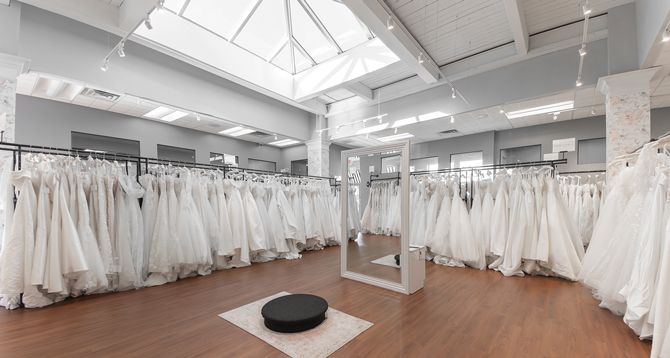 Half of the bridal showroom at VOWS.