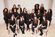 The Betsy Robinson’s Bridal Collection staff (1st Row): Kelli Dewalt, Rose Mahgerefteh, Estelle Stevenson, Olga Rata (2nd Row): Shaniqua Payne, Jovanna Rosas, Lindsey Satterfield, Alena Lipovsky, Kim Burchnell, Owner Betsy Robinson, Maria Gordon, Danielle Harris, Norma Brown, Mary Bondon (3rd Row): Ruth Morales, Rosa Espinoza, Ashley Davis, Ashley Gray. Photo credit: Topher Stevenson / J Thomas Photography