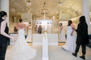 Multiple brides can try on gowns in a socially distanced manner at Kleinfeld.