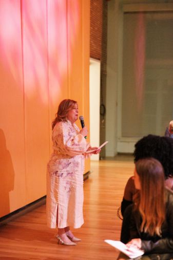 Morilee President/CEO Terri Eagle served as MC during the Market event, held in Carnegie Hall's Weill Music Room, in which she reflected on the company's legacy as she welcomed and thanked Morilee's retail and media partners.