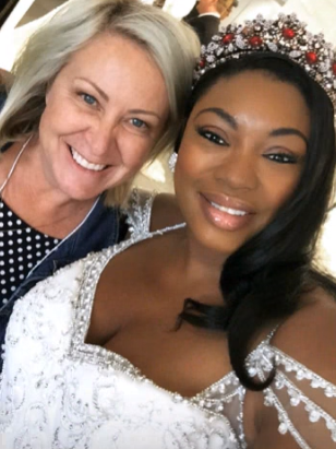 Kelly Midgley, CEO Maggie Sottero Designs, with curvy model Liris Crosse. Kelly Midgley, CEO Maggie Sottero Designs, with curvy model Liris Crosse.