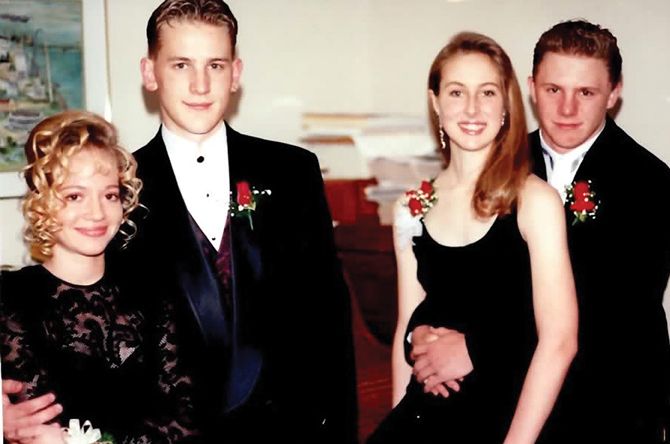 Me (second from R) at 16 ready for prom with Dave and friends.