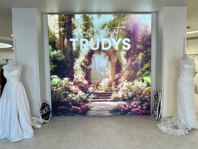 Memorable spaces add to the experience of shopping and purchasing a gown at Trudys.