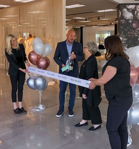 The True Society support staff congratulates Sue Rosenberger on the opening of the first domestic franchise store, including from left to right: Casey Giannola, True Society Digital Account Manager; Justin Tripp, True Society Vice President of Retail Operations; Sue Rosenberger, True Society Store Owner, Bailey Phegley, True Society Customer Experience Manager.