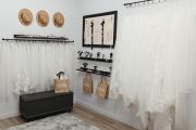 A veil, headpiece and jewelry display in the Accessory Room.