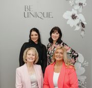Unique Bridal Staff (back, L to R): Whitney Johnson, consultant; Rebecca Hook, lead consultant. (sitting, L to R): Pamela Stieve, owner; Angie Gansser, store manager.