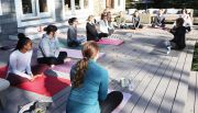 Yoga on the deck started off the day at Miss Ruby’s first-ever team retreat.