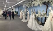 National Bridal Market Chicago set up vignettes of wedding fashions strategically placed on the show floor.
